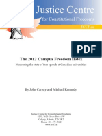 JCCF - The 2012 Campus Freedom Index - Measuring The State of Free Speech at Canadian Universities