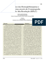 Diagnostico Das Hemoglobinopatias e Beta-Talassemias Atraves de Cromatografia Liquida de Alta Resolucao