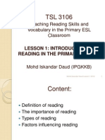 TSL3106 Teaching Reading Skills and Vocabulary in The Primary ESL Classroom Lesson 1