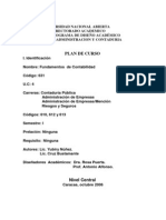 Plan de Curso. Fundamentos de Contabilidad (631) I Sem. Contaduría Pública UNA