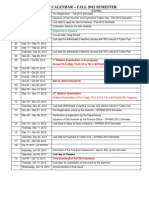 Academic Calendar Fall 2012 Semester