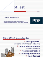 Types of Test and Testing