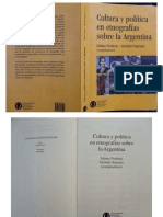 Cultura y Política en Etnografías Sobre La Argentina