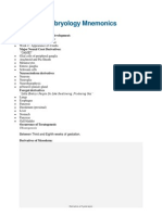 General Embryology Mnemonics