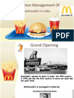 Opération Management of MacDonalds