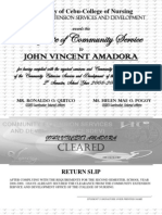 Certificate of Community Service: John Vincent Amadora