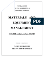 Material & Equipment MGMT - NICMAR NCP-24 25