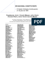 Reforma Constitucional de 1994. Argentina. Debate Del 27 de Julio de 1994