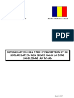 DETERMINATION DES TAUX D'INSCRIPTION ET DE SCOLARISATION DES ELEVES DANS LA ZONE SAHELIENNE AU TCHAD (Juliiet 2007)