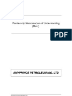 Parntership Memorandum of Understanding (Mou) : Amyprince Petroleum Nig. LTD