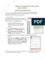 Creating A Table of Contents in Microsoft Word 2010: Sections and Pagination in Long Documents