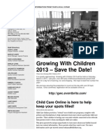 Growing With Children 2013 - Save The Date!: Child Care Online Is Here To Help Keep Your Spots Filled!