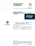 NTC 5113-2003. Bebidas Alcohólicas. Métodos para Determinar El Contenido de Alcohol PDF