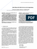 Variacion de Las Propiedades Fisicas Del ZnO Con La Temperatura