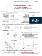 Memoria de Calculo para Golpe de Ariete