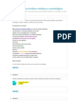 Exercícios Sobre Análise Sintática e Morfológica