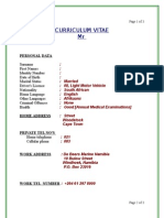 Curriculum Vitae MR: Personal Data