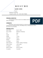 Sample Resume TWO PAGES