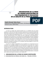 Organisation de La Prise en Charge Hospitalière Du Polytraumatisé Et Évaluation de La Qualité de La Prise en Charge