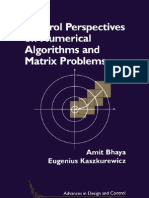 Control Perspectives On Numerical Algorithms and Matrix Problems Advances in Design and Control