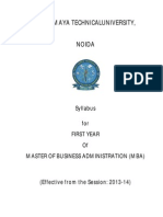 Mahamaya Technicaluniversity, Noida: Syllabus For First Year of Master of Business Administration (Mba)