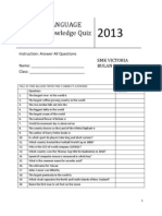 English Language Quiz Form 3