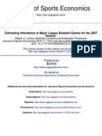 Journal of Sports Economics: Season Estimating Attendance at Major League Baseball Games For The 2007