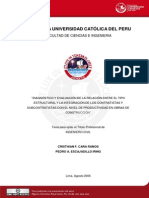 2006 Diagnostico y Evaluación de La Relacion Entre El Tipo Estructural y La Integracion de Los Contratistas y Subcontratistas Con El Nivel de Productividad en Obras de Contruccion