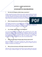 Faqs On Foreign Investment in The Philippines