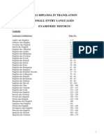 DipTrans Examiners' Reports For Small Entry Languages 2011