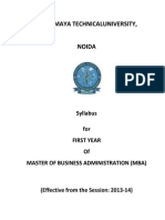 Mahamaya Technicaluniversity,: Syllabus For First Year of Master of Business Administration (Mba)