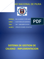 Implementacion Del Sistema de Gestion de Calidad