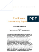 Paul Ricoeur: La Memoria y Promesa (Reseña)