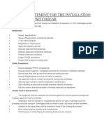 Method Statement For The Installation of 11kv HV Switchgear