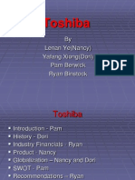 Toshiba: by Lenan Ye (Nancy) Yafang Xiong (Dori) Pam Berwick Ryan Binstock