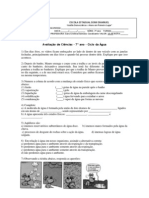 Avaliação II - 7º Ano - Ciclo Da Água