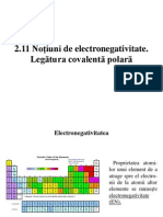 Noțiuni de Electronegativitate. Legătura Covalentă Polară