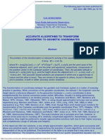 1 Accurate Algorithms To Transform Geocentric To Geodetic Coordinates (Borkowski 1989)