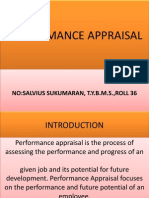 Performance Appraisal: No:Salvius Sukumaran, T.Y.B.M.S.,Roll 36