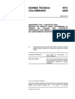 NTC 3696 Método de Ensayo para Determinar El Tiempo de Fluidez Del Concreto Reforzado Con Fibras A Través Del Cono de Asentamiento Invertido