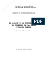 Eficiencia en El Sistema de Salud Cubano