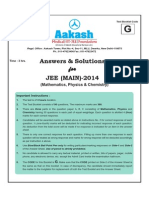 Answers & Solutions: For For For For For JEE (MAIN) - 2014