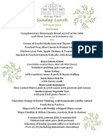 Swiss House Sunday Lunch Menu 13 April 2014