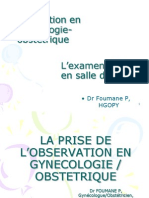 OBSERVATION en GYNECOLOGIE - Examen Clinique Salle de Travail