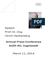 Prof. Dr. Ulrich Hackenberg Annual Press Conference 2014