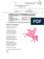 Evaluación II Mensual de Lenguaje y Comunicación