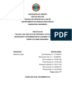 "Salado (Salting Out) de Proteínas, Su Aplicación en La Separación y Determinación de Albumina y Globulinas en Suero o Plasma Sanguíneo.