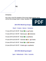 Group Stage Matches:: 2014 FIFA World Cup Group A