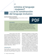 ¿Discrimina El Lenguaje A Las Mujeres? Hacia La Construcción Del Lenguaje Inclusivo (Beatriz Méndez Guerrero, 2012, Revista Esdrújula, 1, 1-5)