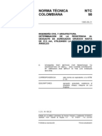 NTC 98 Determinación de La Resistencia Al Desgaste de Los Agregados Gruesos Hasta de 37.5mm, Utilizando La Máquina de Los Ángeles PDF